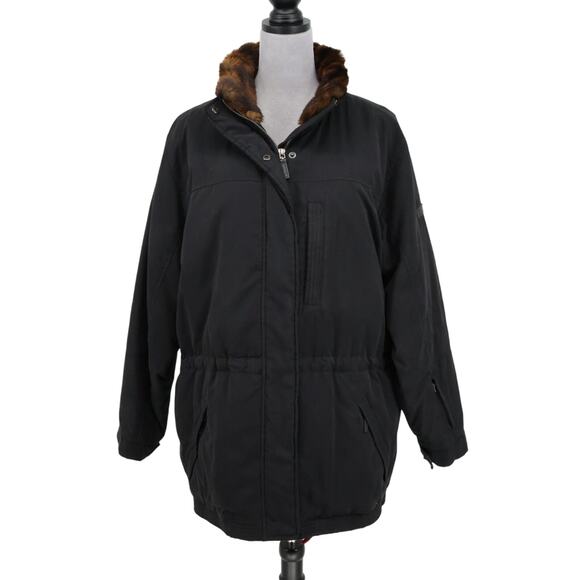Lauren Ralph Lauren Jackets & Blazers - LRL Ralph Lauren Coat Womens Large Black Faux Fur Collar Zip Snaps Lined Jacket